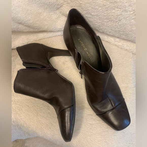Antonio Melani Brown Leather Ankle Boots 8.5 - Picture 2 of 2